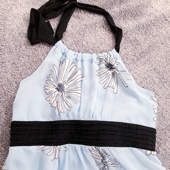 Hype Blue Daisy Print Halter Dress - Girl's Size 14 - Picture 7 of 7